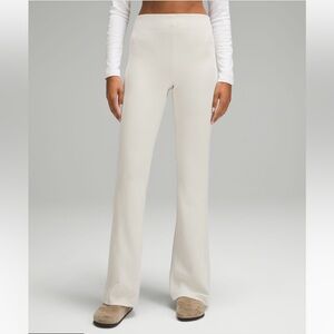 Lululemon Brushed Softstreme Ribbed Zip Flared Pant 32.5” in color Bone
